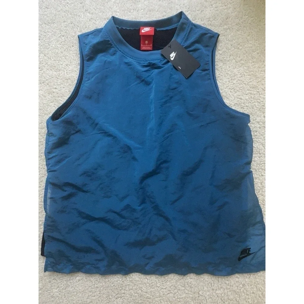 NWT $70 NIKE Women Sportswear Tech Hyper-mesh Tank TOP Lined TEAL Size M
